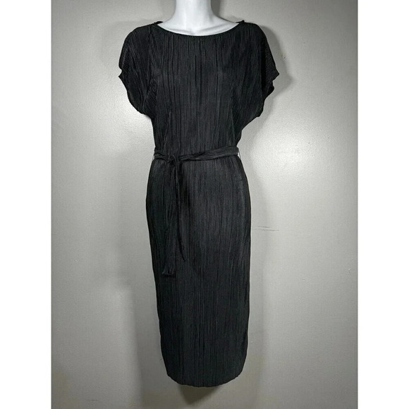 Reserved Let's Fashion Black Pleated Midi Dress Size XS - Picture 1 of 7